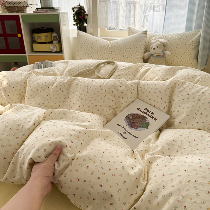 91家纺网 家纺一手货源 找家纺 爱思佳 2026新款全棉纯棉双层纱基款系列四件套 花汐