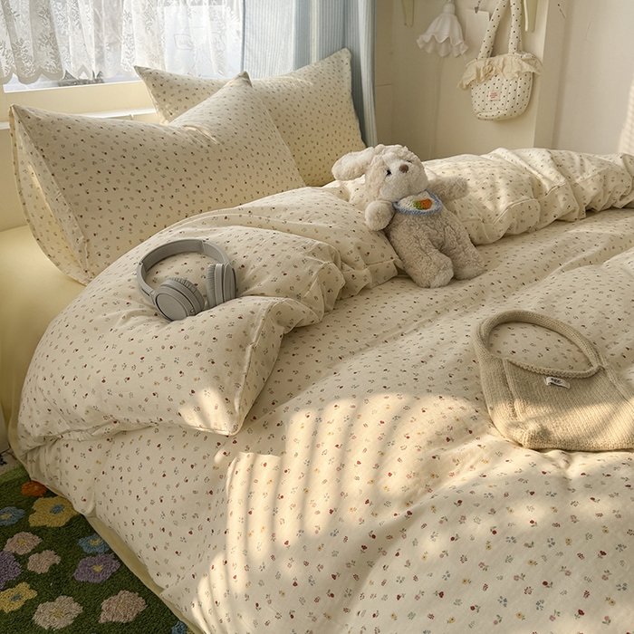 91家纺网 家纺一手货源 找家纺 爱思佳 2026新款全棉纯棉双层纱基款系列四件套 花汐