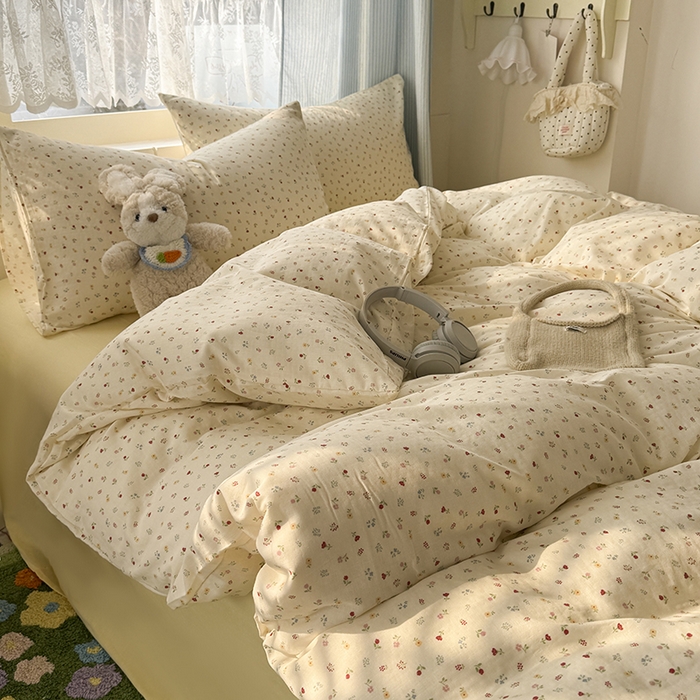 91家纺网 家纺一手货源 找家纺 爱思佳 2026新款全棉纯棉双层纱基款系列四件套 花汐