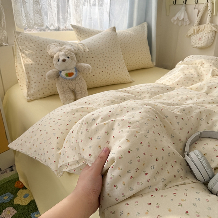 91家纺网 家纺一手货源 找家纺 爱思佳 2026新款全棉纯棉双层纱基款系列四件套 花汐