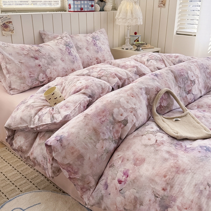 爱思佳 2026新款全棉纯棉双层纱基款系列四件套 花园里