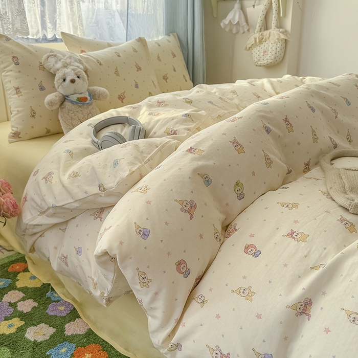 爱思佳 2026新款全棉纯棉双层纱基款系列四件套 可爱星人