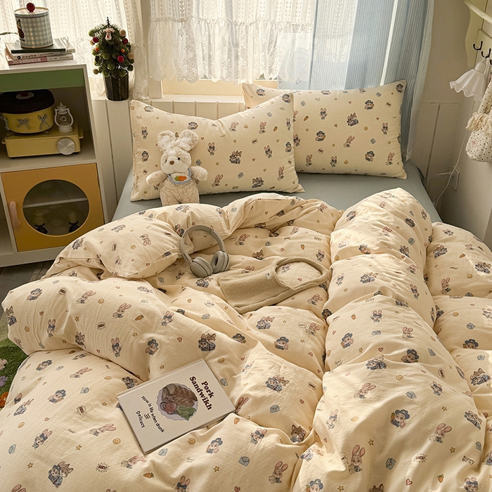 91家纺网 家纺一手货源 找家纺 爱思佳 2026新款全棉纯棉双层纱基款系列四件套 快乐动物城