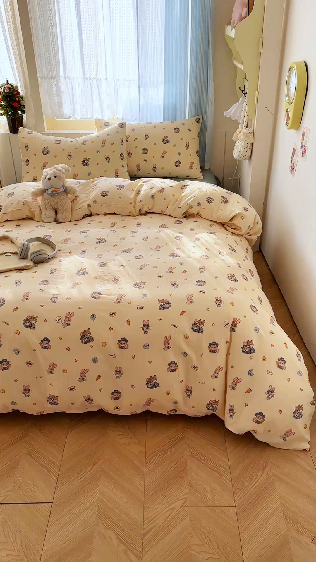 91家纺网 家纺一手货源 找家纺 爱思佳 2026新款全棉纯棉双层纱基款系列四件套 快乐动物城