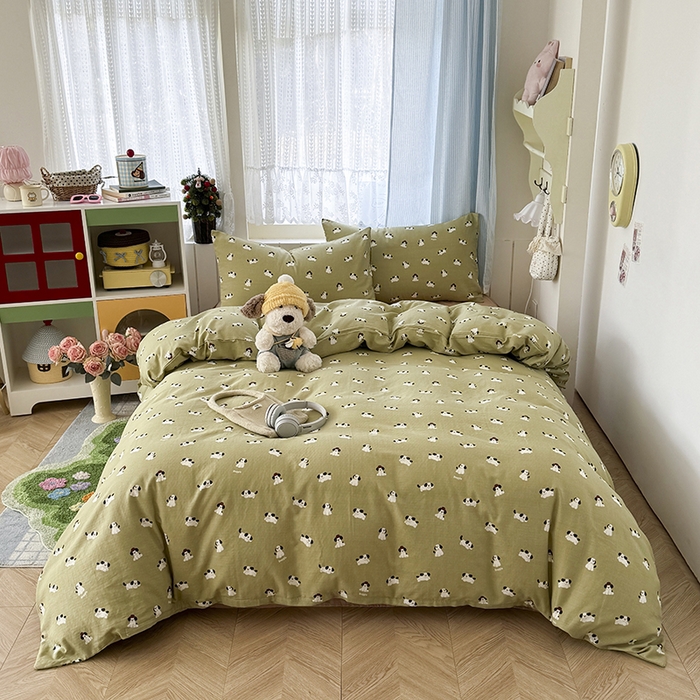 91家纺网 家纺一手货源 找家纺 爱思佳 2026新款全棉纯棉双层纱基款系列四件套 萌宠