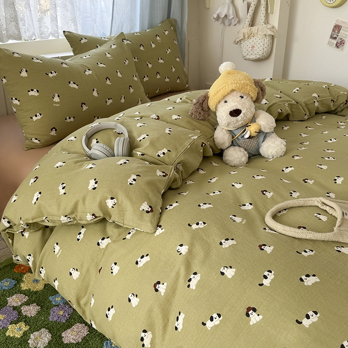 91家纺网 家纺一手货源 找家纺 爱思佳 2026新款全棉纯棉双层纱基款系列四件套 萌宠