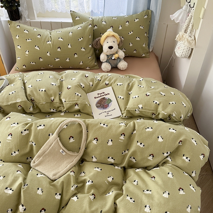 91家纺网 家纺一手货源 找家纺 爱思佳 2026新款全棉纯棉双层纱基款系列四件套 萌宠