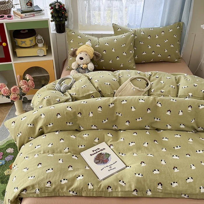 91家纺网 家纺一手货源 找家纺 爱思佳 2026新款全棉纯棉双层纱基款系列四件套 萌宠