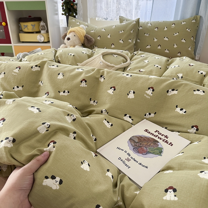 91家纺网 家纺一手货源 找家纺 爱思佳 2026新款全棉纯棉双层纱基款系列四件套 萌宠