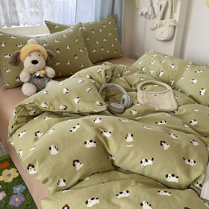 91家纺网 家纺一手货源 找家纺 爱思佳 2026新款全棉纯棉双层纱基款系列四件套 萌宠