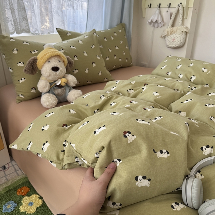 91家纺网 家纺一手货源 找家纺 爱思佳 2026新款全棉纯棉双层纱基款系列四件套 萌宠