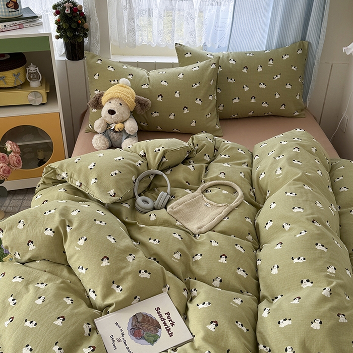 91家纺网 家纺一手货源 找家纺 爱思佳 2026新款全棉纯棉双层纱基款系列四件套 萌宠