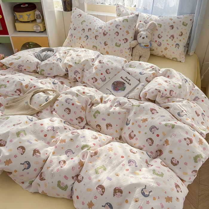 91家纺网 家纺一手货源 找家纺 爱思佳 2026新款全棉纯棉双层纱基款系列四件套 女孩乐园