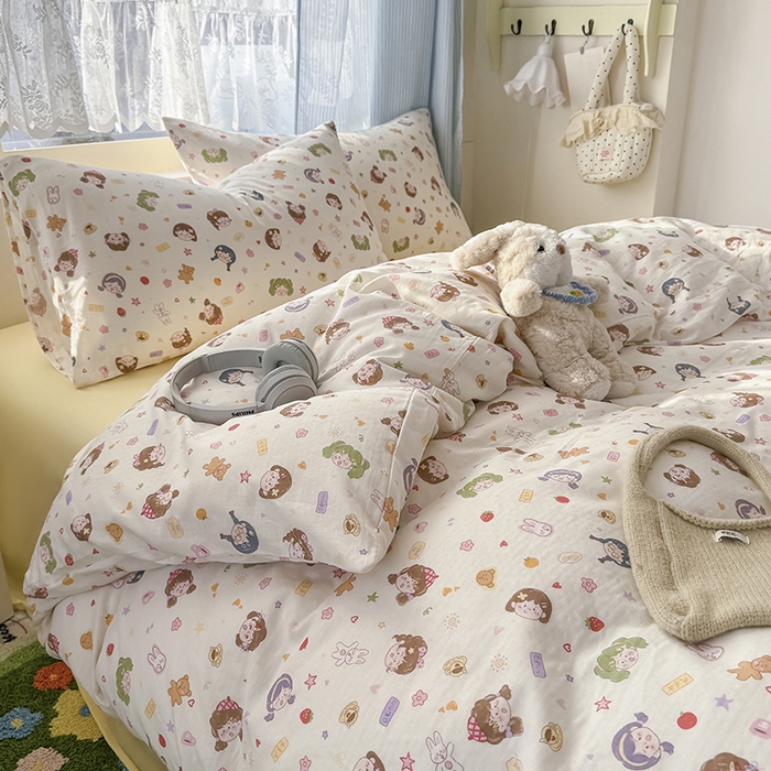 91家纺网 家纺一手货源 找家纺 爱思佳 2026新款全棉纯棉双层纱基款系列四件套 女孩乐园