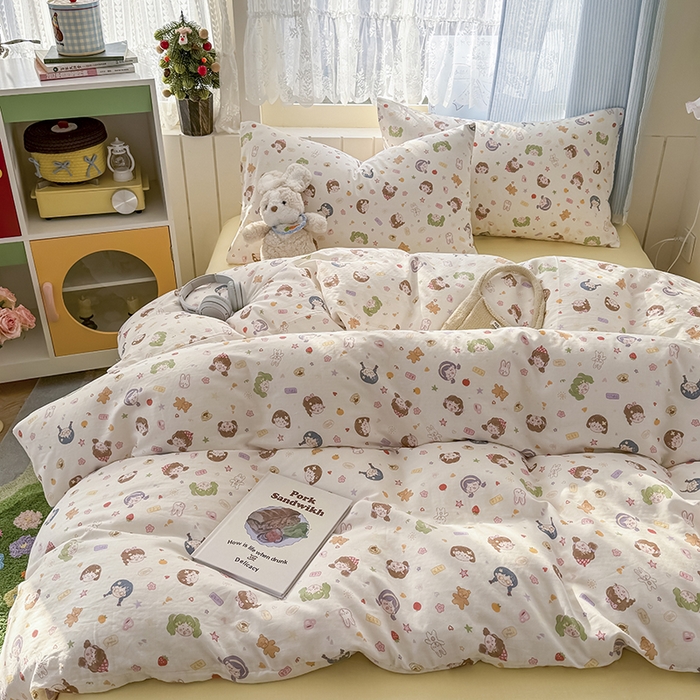 91家纺网 家纺一手货源 找家纺 爱思佳 2026新款全棉纯棉双层纱基款系列四件套 女孩乐园