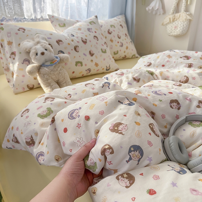 91家纺网 家纺一手货源 找家纺 爱思佳 2026新款全棉纯棉双层纱基款系列四件套 女孩乐园