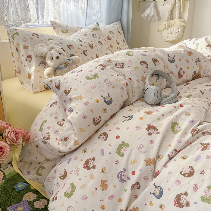 91家纺网 家纺一手货源 找家纺 爱思佳 2026新款全棉纯棉双层纱基款系列四件套 女孩乐园