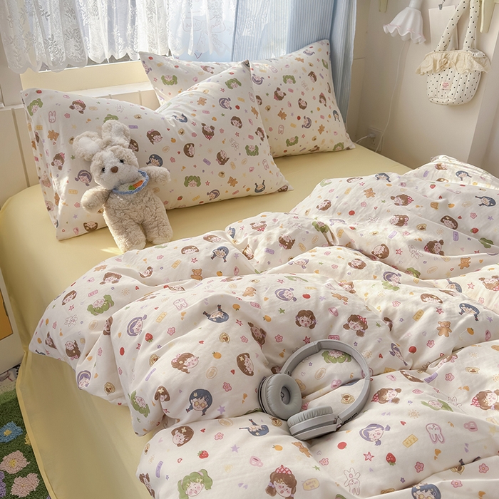 91家纺网 家纺一手货源 找家纺 爱思佳 2026新款全棉纯棉双层纱基款系列四件套 女孩乐园