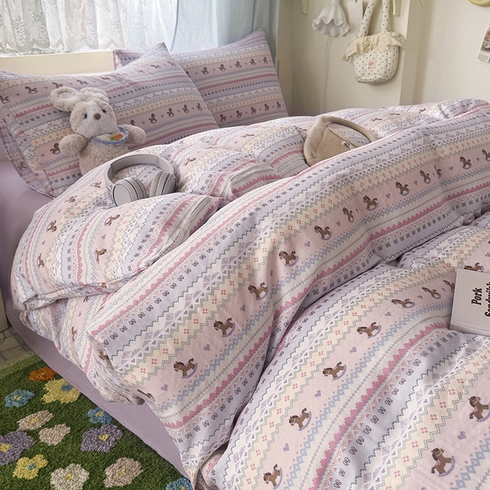 爱思佳 2026新款全棉纯棉双层纱基款系列四件套 千禧马