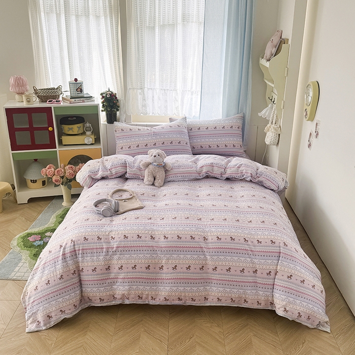 91家纺网 家纺一手货源 找家纺 爱思佳 2026新款全棉纯棉双层纱基款系列四件套 千禧马