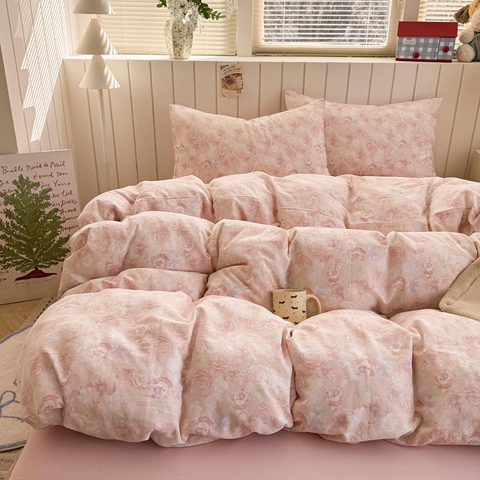 91家纺网 家纺一手货源 找家纺 爱思佳 2026新款全棉纯棉双层纱基款系列四件套 十里桃花