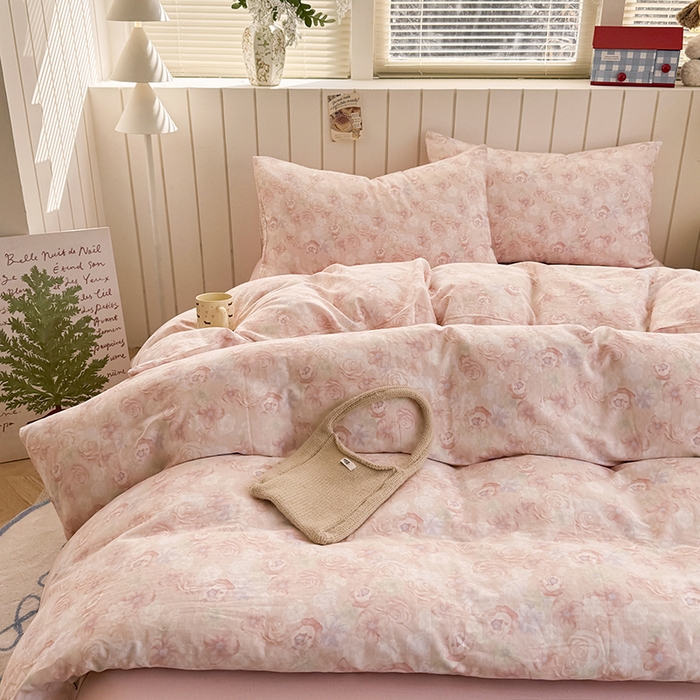 91家纺网 家纺一手货源 找家纺 爱思佳 2026新款全棉纯棉双层纱基款系列四件套 十里桃花