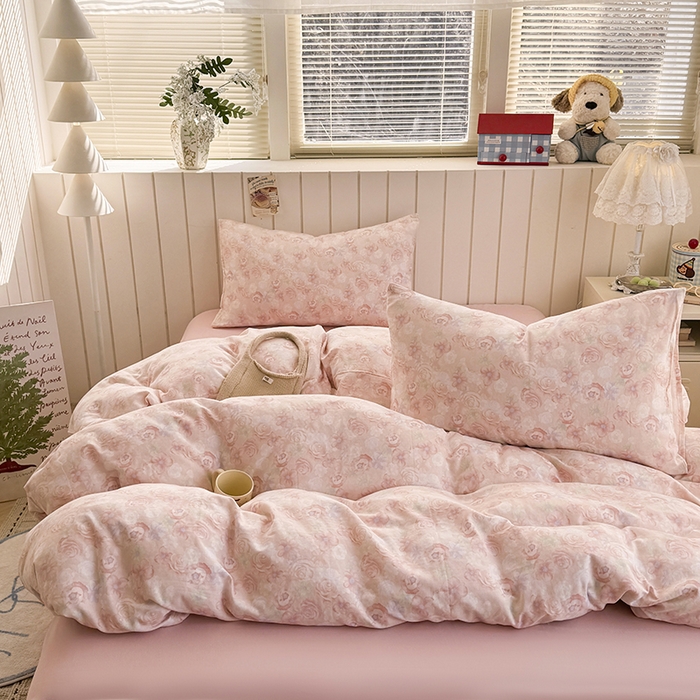 91家纺网 家纺一手货源 找家纺 爱思佳 2026新款全棉纯棉双层纱基款系列四件套 十里桃花