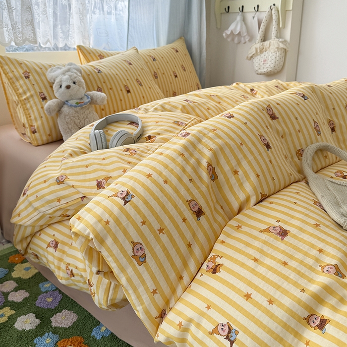 爱思佳 2026新款全棉纯棉双层纱基款系列四件套 条纹星星