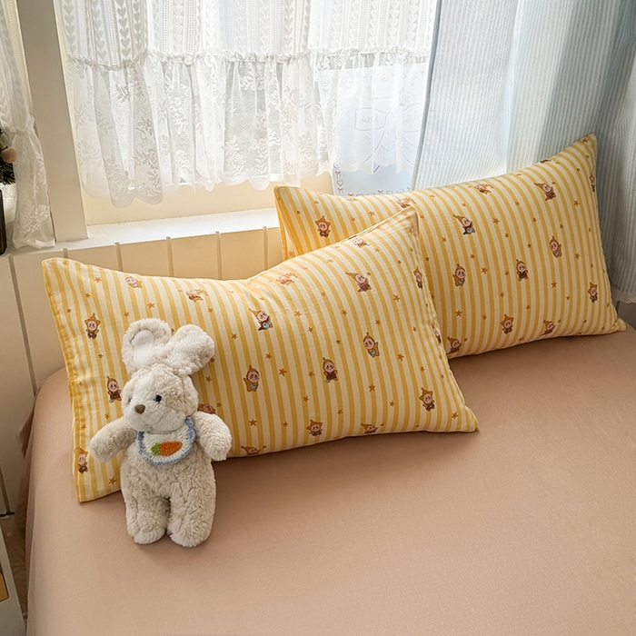 91家纺网 家纺一手货源 找家纺 爱思佳 2026新款全棉纯棉双层纱基款系列四件套 条纹星星