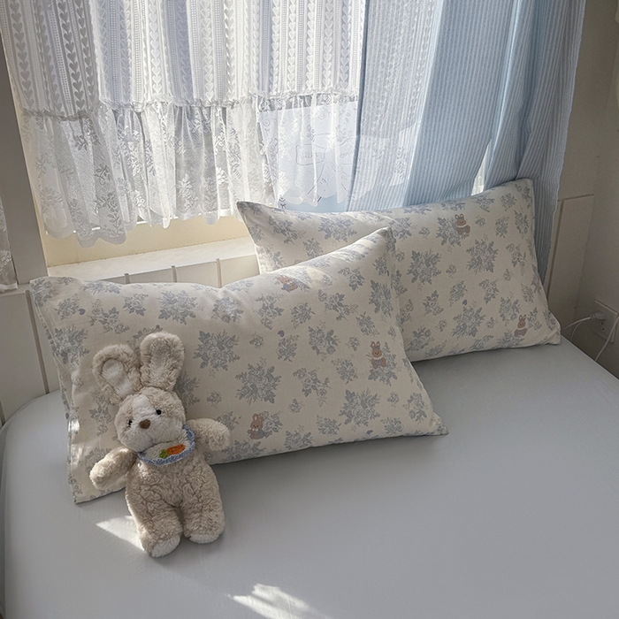 91家纺网 家纺一手货源 找家纺 爱思佳 2026新款全棉纯棉双层纱基款系列四件套 兔儿森灵