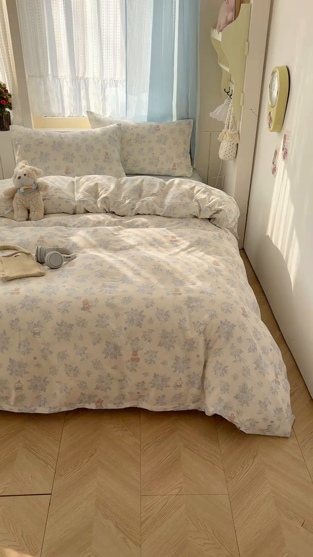 91家纺网 家纺一手货源 找家纺 爱思佳 2026新款全棉纯棉双层纱基款系列四件套 兔儿森灵