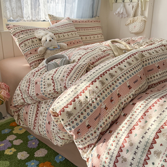 爱思佳 2026新款全棉纯棉双层纱基款系列四件套 喜喜兔