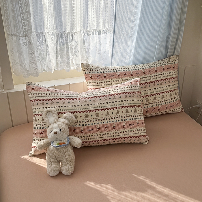 91家纺网 家纺一手货源 找家纺 爱思佳 2026新款全棉纯棉双层纱基款系列四件套 喜喜兔