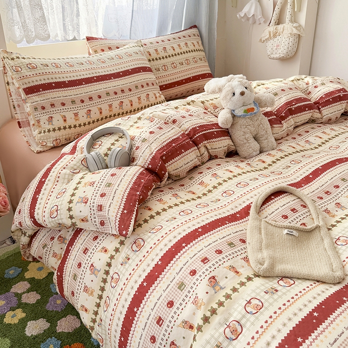 91家纺网 家纺一手货源 找家纺 爱思佳 2026新款全棉纯棉双层纱基款系列四件套 星星派对