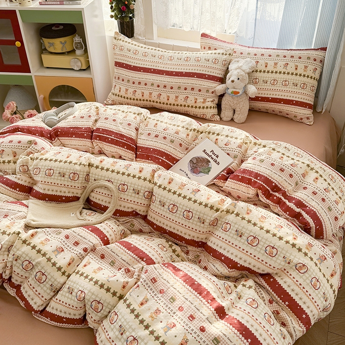 91家纺网 家纺一手货源 找家纺 爱思佳 2026新款全棉纯棉双层纱基款系列四件套 星星派对