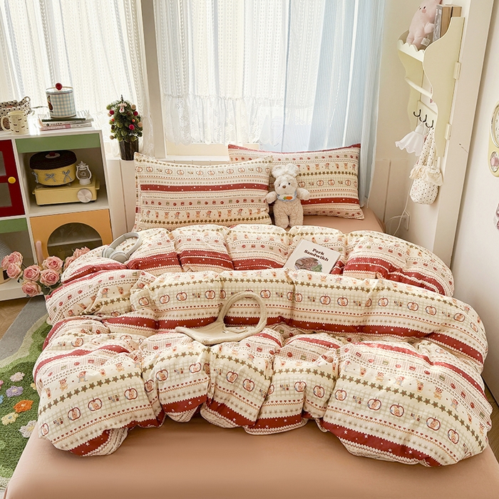 91家纺网 家纺一手货源 找家纺 爱思佳 2026新款全棉纯棉双层纱基款系列四件套 星星派对