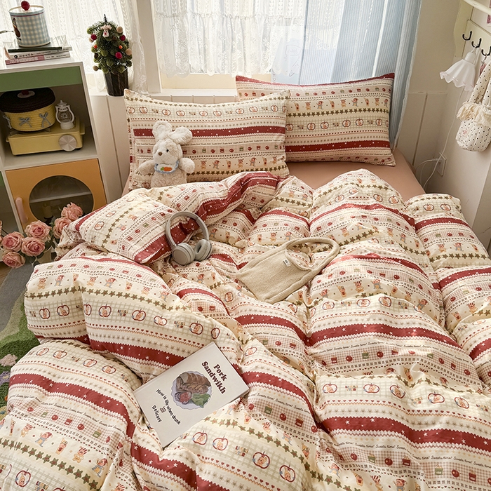 91家纺网 家纺一手货源 找家纺 爱思佳 2026新款全棉纯棉双层纱基款系列四件套 星星派对