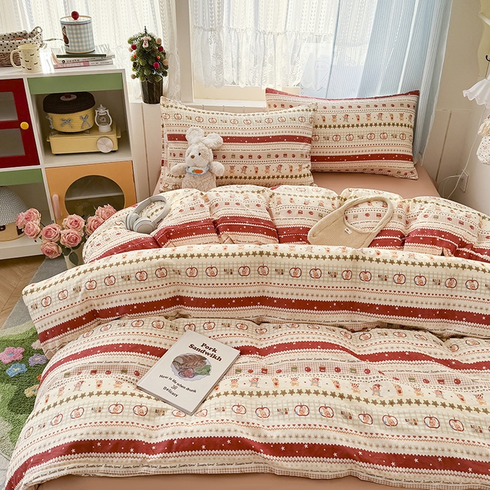 91家纺网 家纺一手货源 找家纺 爱思佳 2026新款全棉纯棉双层纱基款系列四件套 星星派对