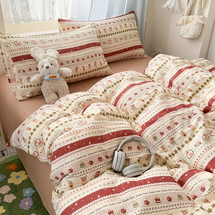 91家纺网 家纺一手货源 找家纺 爱思佳 2026新款全棉纯棉双层纱基款系列四件套 星星派对