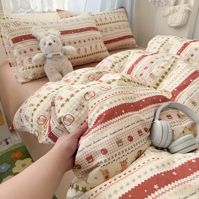 91家纺网 家纺一手货源 找家纺 爱思佳 2026新款全棉纯棉双层纱基款系列四件套 星星派对