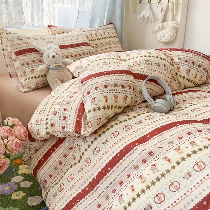 91家纺网 家纺一手货源 找家纺 爱思佳 2026新款全棉纯棉双层纱基款系列四件套 星星派对