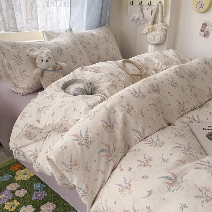 爱思佳 2026新款全棉纯棉双层纱基款系列四件套 薰衣草