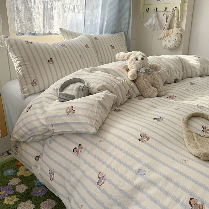 91家纺网 家纺一手货源 找家纺 爱思佳 2026新款全棉纯棉双层纱基款系列四件套 摇摇马