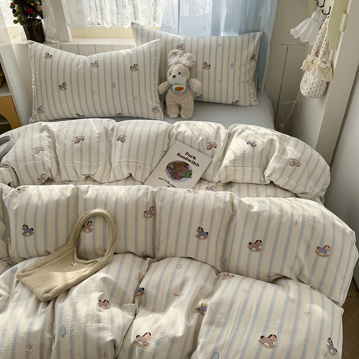 91家纺网 家纺一手货源 找家纺 爱思佳 2026新款全棉纯棉双层纱基款系列四件套 摇摇马