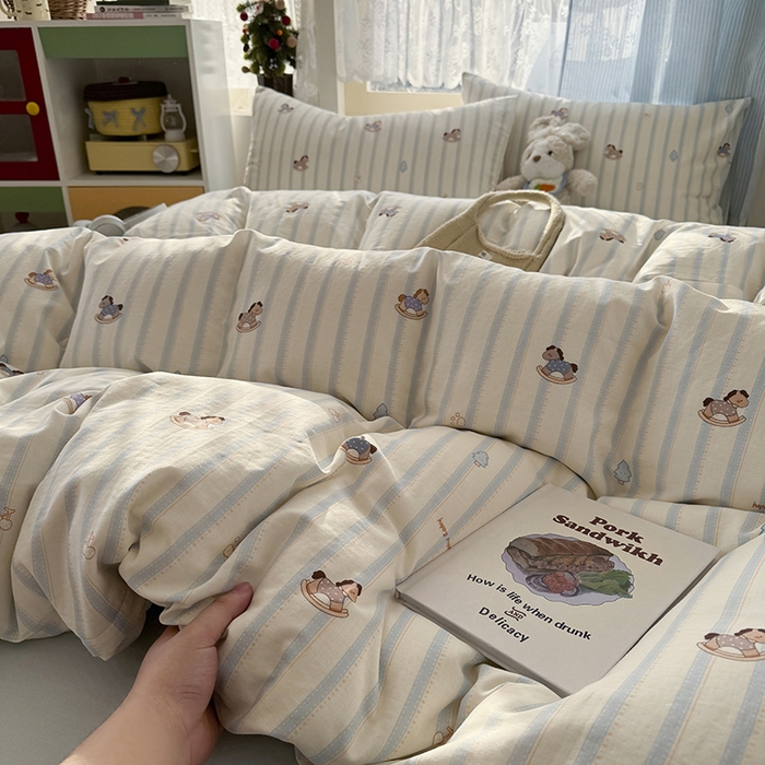 91家纺网 家纺一手货源 找家纺 爱思佳 2026新款全棉纯棉双层纱基款系列四件套 摇摇马