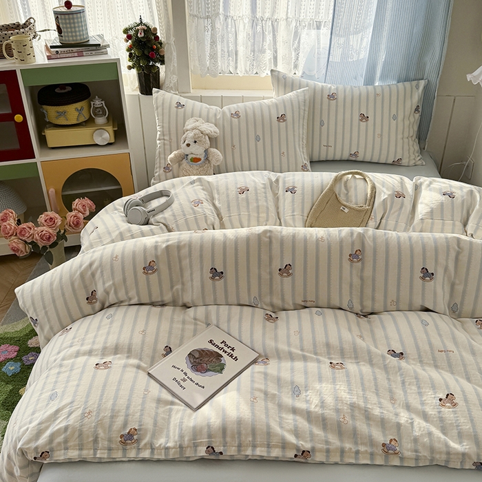 91家纺网 家纺一手货源 找家纺 爱思佳 2026新款全棉纯棉双层纱基款系列四件套 摇摇马