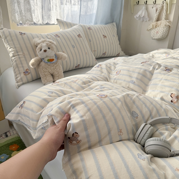 91家纺网 家纺一手货源 找家纺 爱思佳 2026新款全棉纯棉双层纱基款系列四件套 摇摇马