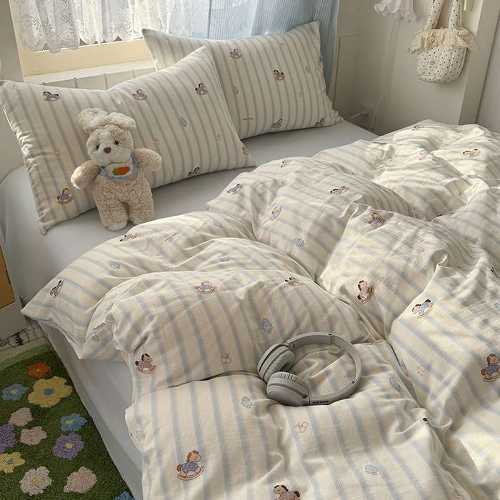 91家纺网 家纺一手货源 找家纺 爱思佳 2026新款全棉纯棉双层纱基款系列四件套 摇摇马