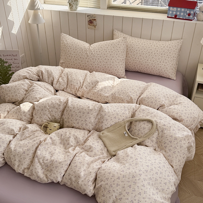 91家纺网 家纺一手货源 找家纺 爱思佳 2026新款全棉纯棉双层纱基款系列四件套 樱桃仙子