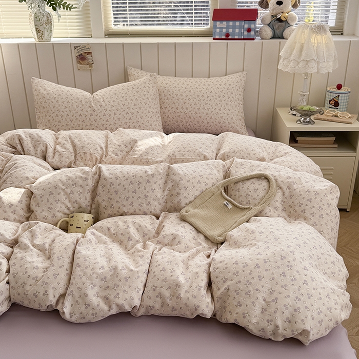 91家纺网 家纺一手货源 找家纺 爱思佳 2026新款全棉纯棉双层纱基款系列四件套 樱桃仙子